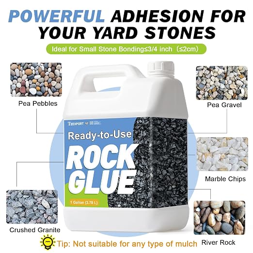 Teexpert Ready-to-Use Rock Glue for Landcaping - 2 Gallon Gravel Glue | No Mixing or Dilution Required, Strong Hold, Weather Resistant Against Rain and Wind, Water Permeable, Dries Clear Finish