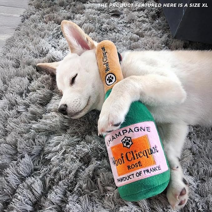 Haute Diggity Dog Woof Clicquot Rose', Plush Designer Dog Toys with Interactive Squeaker, Stimulating Pet Enrichment, Machine-Washable & Safe Materials for All Breeds, Size XL
