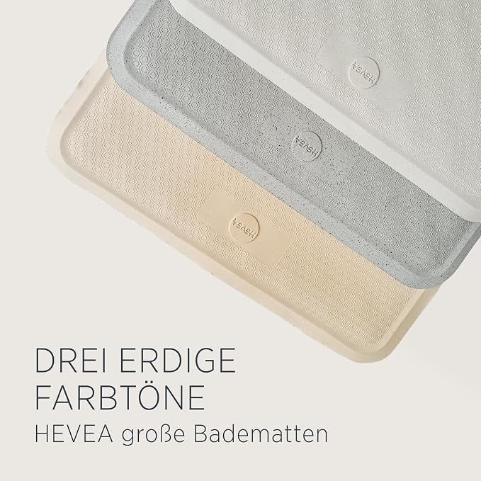 HEVEA Natural Rubber Big Bath Mat - Upcycled, Danish Design - Non Slip Bathtub Mat, 299 Suction Cups - Safe and Friendly Shower Mat for All Ages (Sand)