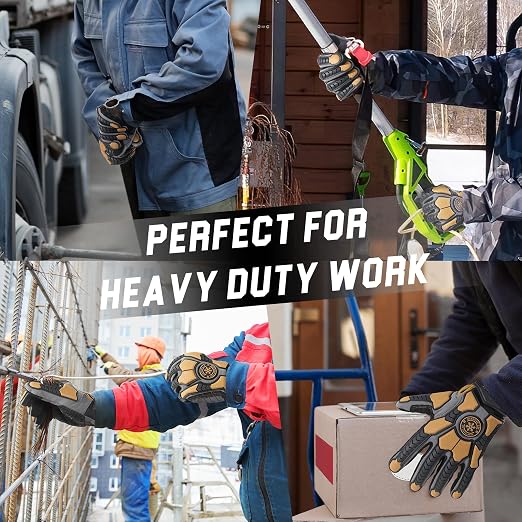 HANDLANDY Winter Water Resistant Work Gloves for Men, Insulated Heavy Duty Mechanic Glove for Cold Weather (Coffee-insulated, Large)