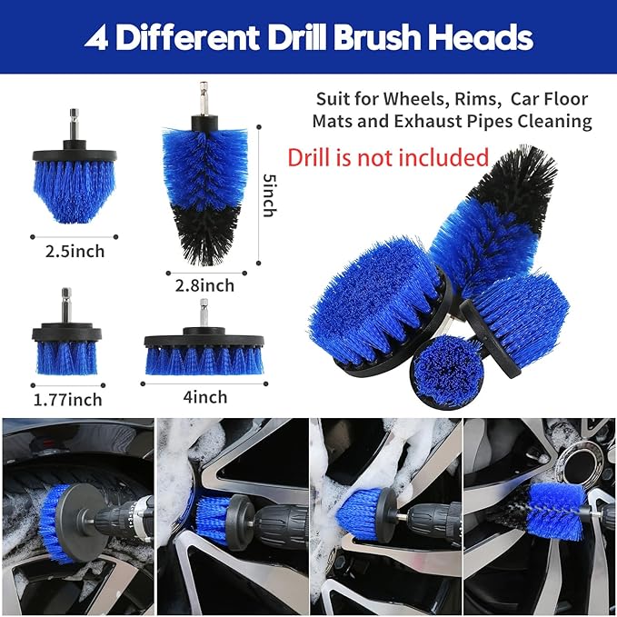 Qydipclin 34Pcs Car Detailing Kit, Car Detailing Brush Set, Car Wash Cleaning Kit, Car Detailing Brushes, Professional Car Care Kit for Interior Exterior Wheels, Blue