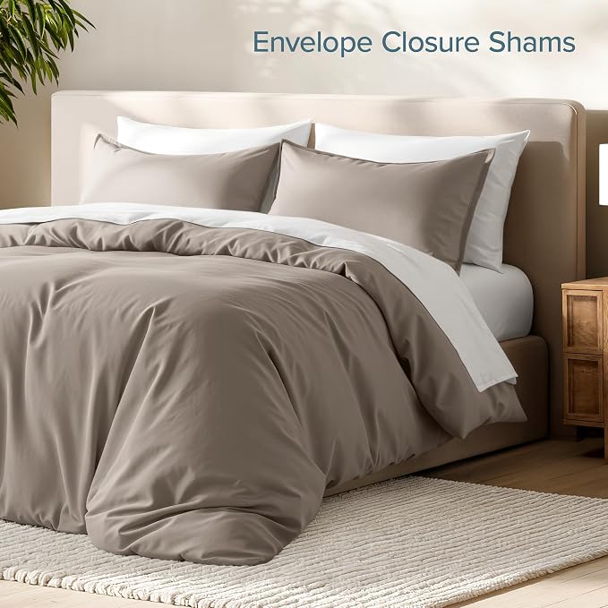 Bare Home Bedding Duvet Cover Queen Size - Premium 1800 Super Soft Collection - Lightweight, Cooling - Soft Breathable Bedding Duvet Cover (Queen, Khaki)