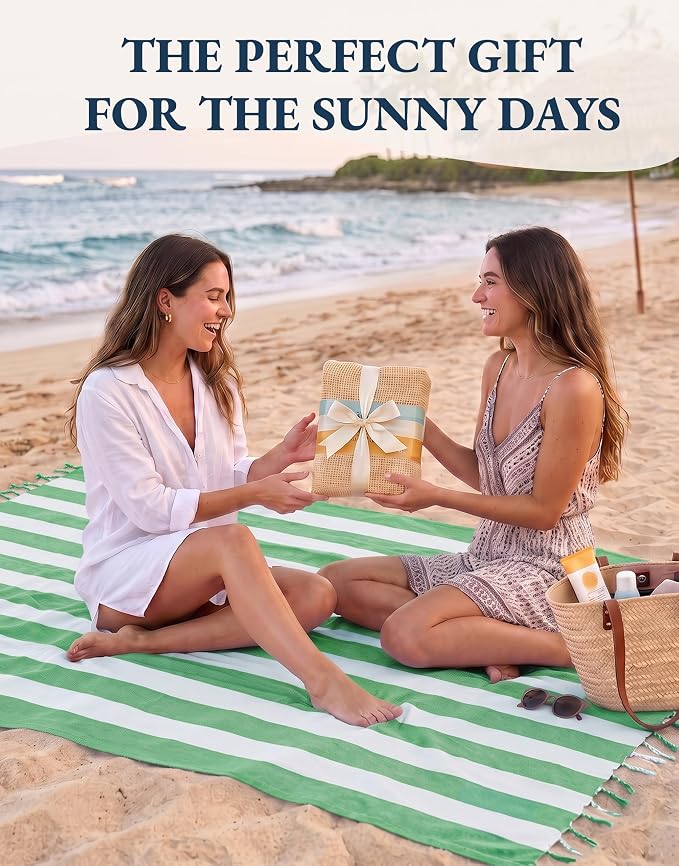 LANE LINEN 6 Pack Beach Towels Bulk, Oversized, 39"x71" - Cabana Collection | Classic Cabana Stripe - Fast-Drying Travel Companion - Reinforced Hems, No Fraying - Fade & Shrink Resistant - Pool Day