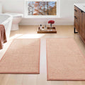 YIHOUSE Pink Bathroom Rugs Sets 2 Piece, Quick Dry Thin Bath Mat, Non Slip Absorbent Machine Washable, Bath Rugs for Bathtub Sink Home Decor (17"x24" + 17"x32")