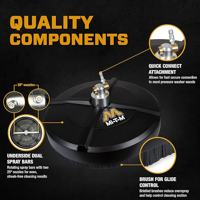 Mi-T-M Corporation AW-7020-8009 14-Inch Surface Cleaner - 4200 PSI, 8.0 GPM, Dual Spray Bars, Quick Connect, for Decks, Driveways, Patios & Concrete Cleaning