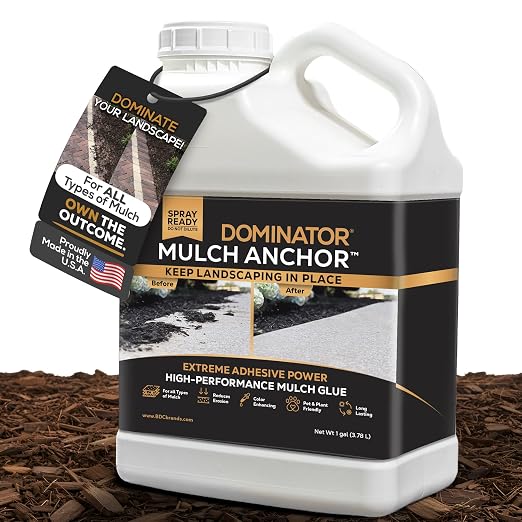 Dominator Mulch Anchor 1 Gallon - Mulch Glue & Gravel Binder, Rock Glue for Landscaping, Pea Gravel & Bark, Strong Stabilizer & Stone Glue Adhesive, Made in the USA