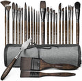 Fuumuui 26pcs Professional Paint Brush Set - High-Grade Series Synthetic Nylon Paint Brushes for Landscape, Acrylic, Oil, Watercolor, Gouache - Multi-Functional Universal Free Style for Art Supplies