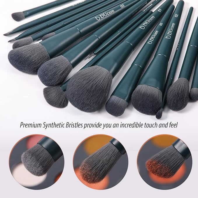DUcare 19pcs Makeup Brush Set | with Cleaning Mat Makeup Sponge 17pcs Makeup Brushes for Foundation,Powder, Contour, Bronzer, Concealer, Eyeshadow