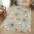 Halloween Washable Area Rugs for Living Room Bedroom, Large Non Slip Indoor Floor Carpet Absorbent Black Net Classic Spiders Gingham Orange Rustic Door Mat Rugs for Bathroom Entryway 63"x78.7"