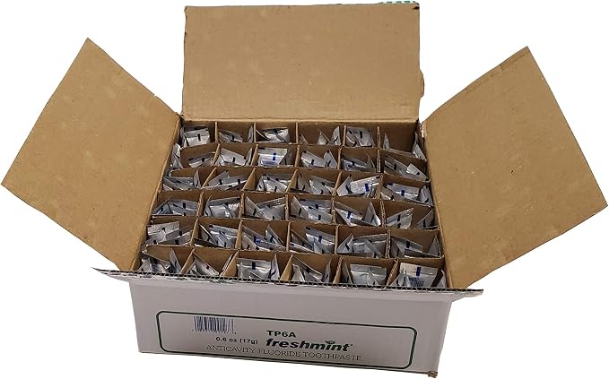 Freshmint 0.6 oz. Anticavity Fluoride Toothpaste, 144 Tubes, Laminated Tube, Tubes do not Have Individual Boxes for Extra Savings, Travel Size