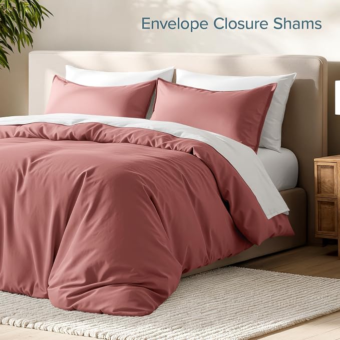 Bare Home Bedding Duvet Cover Queen Size - Premium 1800 Super Soft Collection - Lightweight, Cooling - Soft Breathable Bedding Duvet Cover (Queen, Dusty Rose)