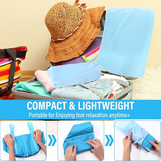 FillTouch 12 Pcs 15L Foldable Foot Soaking Tub Kit Portable Foot Bath Tub for Soaking Feet with Towel and Storage Bag Soak Spa Bucket for Travel Camping (Blue)