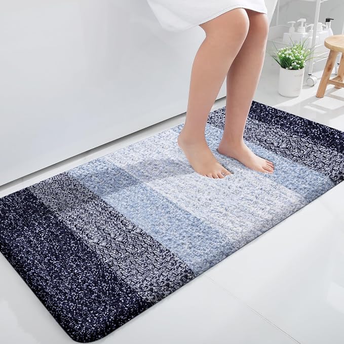 OLANLY Large Bathroom Rugs Mat 40x24, Extra Soft Absorbent Microfiber Bath Rugs, Rubber Backing, Quick Dry, Washable Bath Mats for Bathroom Floor, Tub and Shower, Home Decor Accessories, Navy Blue