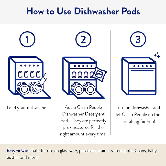 The Clean People Dishwasher Detergent Pods | Cuts Grease and Rinses Sparkling Clean | Residue-Free | Lavender, 60 Pack