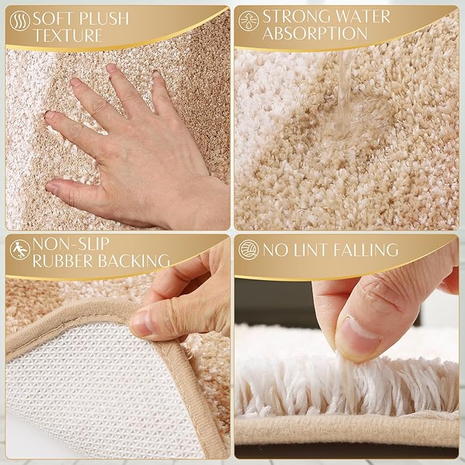 32PCS Bathroom Set Bathroom Sets with Shower Curtain and Rugs Beige Bathroom Accessories,Shower Curtain Set,Bathroom Rug Set with Bathroom Trash Can