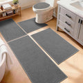 YIHOUSE Dark Gray Bathroom Rugs Sets 5 Piece, Quick Dry Thin Bath Mat with Toilet Rug - Non Slip Absorbent Machine Washable - Bath Runner Rugs for Bathtub Sink Home Decor