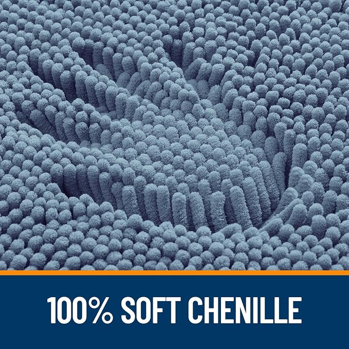 OLANLY Bathroom Rugs 34x21, Extra Soft Absorbent Chenille Bath Rugs, Rubber Backing Quick Dry, Machine Washable Bath Mats for Bathroom Floor, Tub and Shower, Home Decor Accessories, Airy Blue