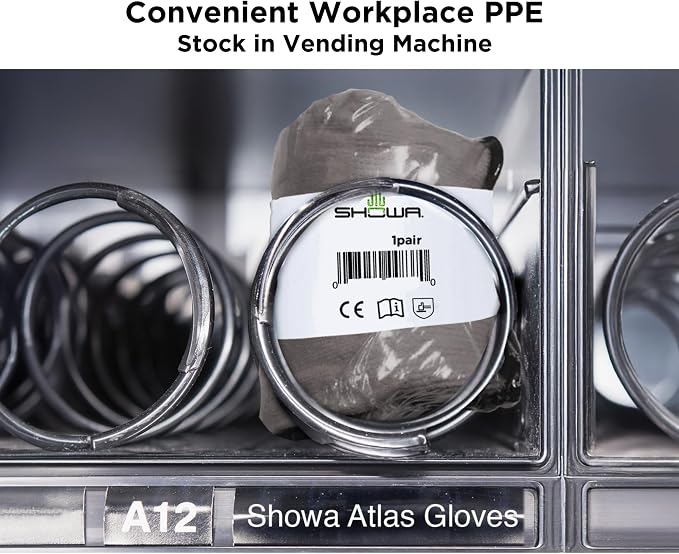 SHOWA 451 Insulated Work Gloves, Latex Coated Work Gloves with Rough Grip, Work Gloves for Winter Construction & Outdoor Work, Grey, Small, Vending 12-Pack