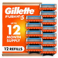Gillette Fusion5 Mens Razor Blade Refills, 12 Count, Lubrastrip for a More Comfortable Shave