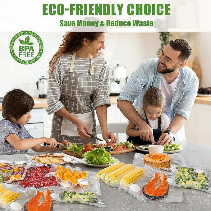 Reusable Vacuum Sealer Bags, 60 Pack, BPA-Free | 2 sizes 10x13 & 8x10, leakproof, freezer/sous vide/microwave safe, dishwasher safe, compatible handheld & most vacuum sealers
