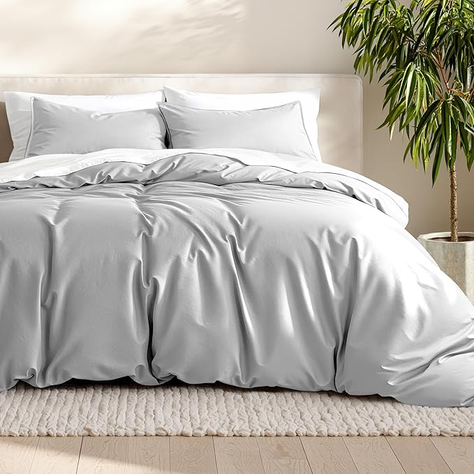 Bare Home Bedding Duvet Cover Oversized King - Premium 1800 Super Soft Collection - Lightweight, Cooling - Soft Breathable Bedding Duvet Cover (Oversized King, Cloud Grey)