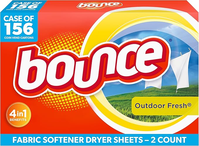 Bounce Fabric Softener Dryer Sheets for Vending Machines, Bulk Single Load Coin Vend Cartons, Outdoor Fresh Scent, 2 sheets (Case of 156)