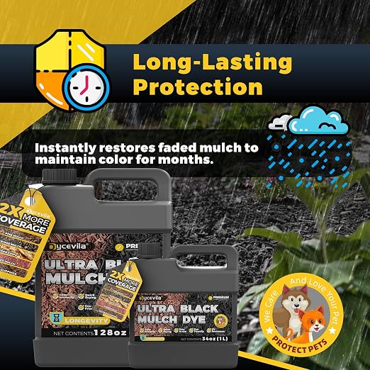 32 oz Black Mulch Dye Concentrate, Liquid Mulch Dye for Landscaping | Revive Faded Mulch and Bark with Rich Black Color for Landscaping Projects, Garden Beds and Outdoor Areas.