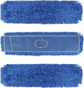 36 Inch Dust Mop Head: Replacement Medium Washable Commercial Mop Head Sweeper and Janitorial Replacement Blue (Blue - 36 Inch, 3 Pack)