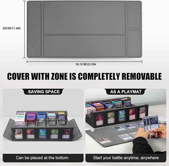 Kabinka Trading Card Storage Box with Commander Display, 5-Row Deck Case with Removable Lid; 3900+ Card Organizer for MTG TCG PTCG Sports Card, Top Loaders Storage Box (Black)