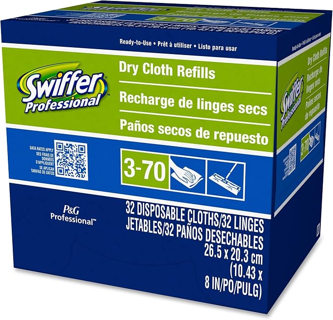 Swiffer® Sweeper Dry Cloth Refills, 10-5/8" x 8", White, 32 Cloths Per Box, Carton of 6 Boxes