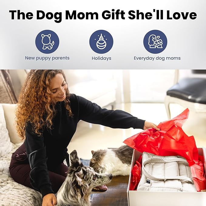 Rubyloo Mini Lint Roller Bundle Travel Size Pet Hair Remover with Retractable Cover & Beige Puffer Tote Bag with Bowls Food Storage for Dog Mom Essentials Gift Set