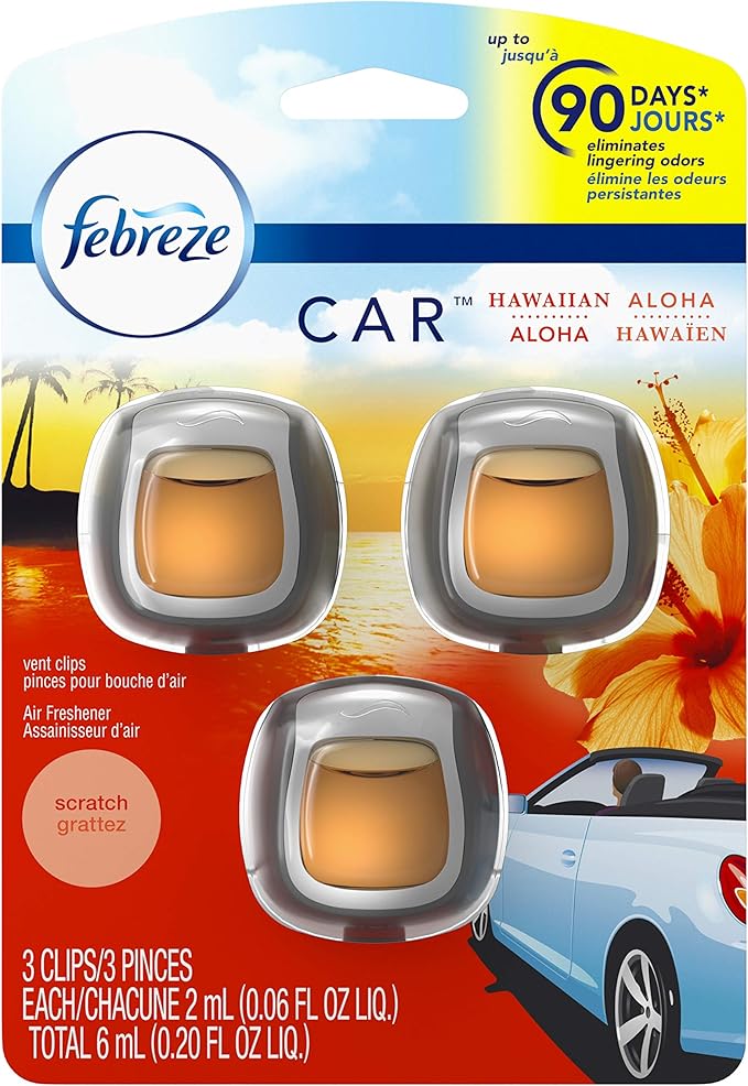 Febreze Car Vent Clip Air Freshener, Hawaiian Aloha, 0.037 Pound