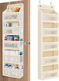 JARLINK Over the Door Organizer for Bedroom, Pantry Bathroom, 5 Shelf Beige | Anti-Tilt Design, 44 lb Load Capacity, Hanging Door Organizer with 5 Large Capacity Pockets, Behind Door Storage for Nursery