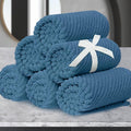 VOOVA & MOVAS Washcloths 6PC, 100% Cotton, 13x13 in, Denim Blue | Thick, Quick Dry, Soft, Absorbent, Wash Cloths For Your Face And Body, Bathroom Essentials