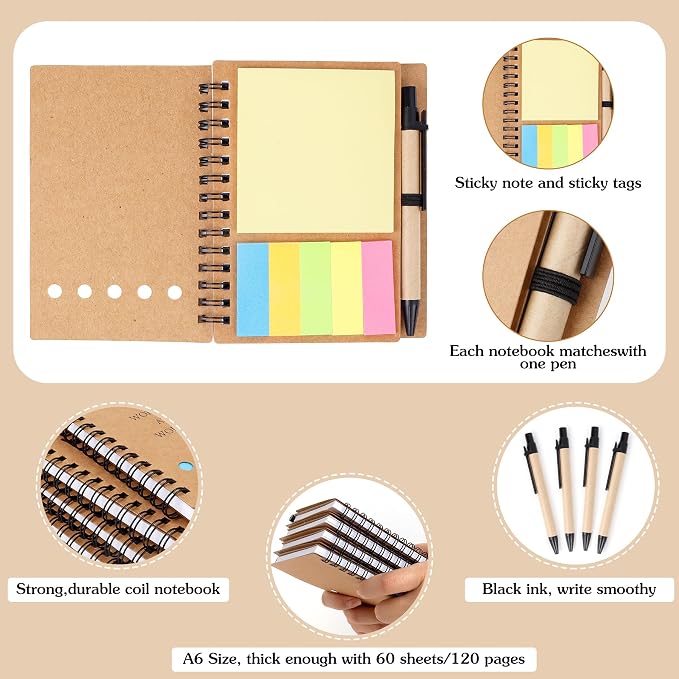 ERUW 40 Pcs Employee Appreciation Gifts Bulk - 20 Sets Inspirational Spiral Notebook Office/Students Team Journal Thank You Gifts Lined Pocket Notepad,Note Books for Nurse Teacher Coworker Volunteer
