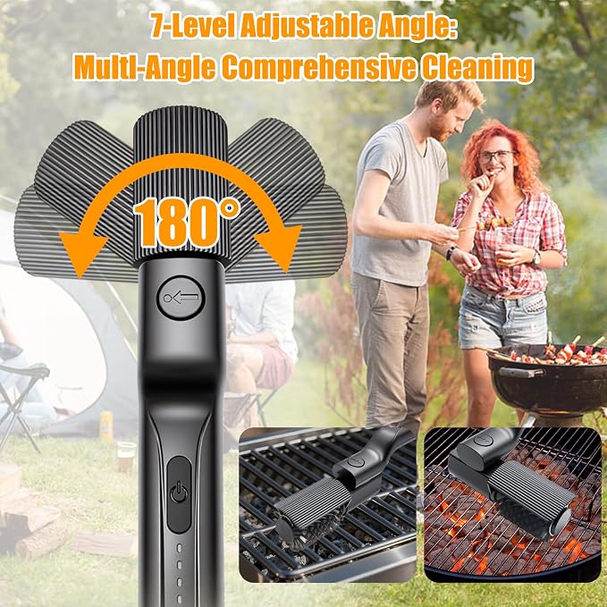 Electric Grill Brush Cordless Rechargeable BBQ Cleaner | 3-Speed Modes, 2600mah High-Torque Power, Rotary BBQ Scrubber, For Outdoor Stainless Steel Cast Iron Grates