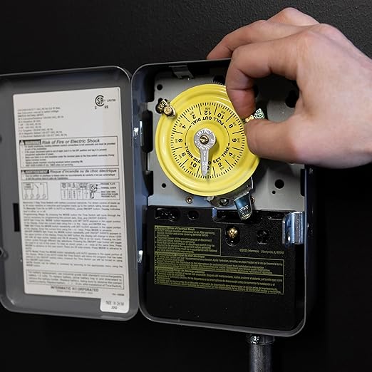 Intermatic T103 24-Hour Mechanical Timer Switch - 120V DPST, Indoor Metal Enclosure, Heavy-Duty Programmable Time Switch - 40A Load Control for Pumps, Lighting, HVAC, and Fans