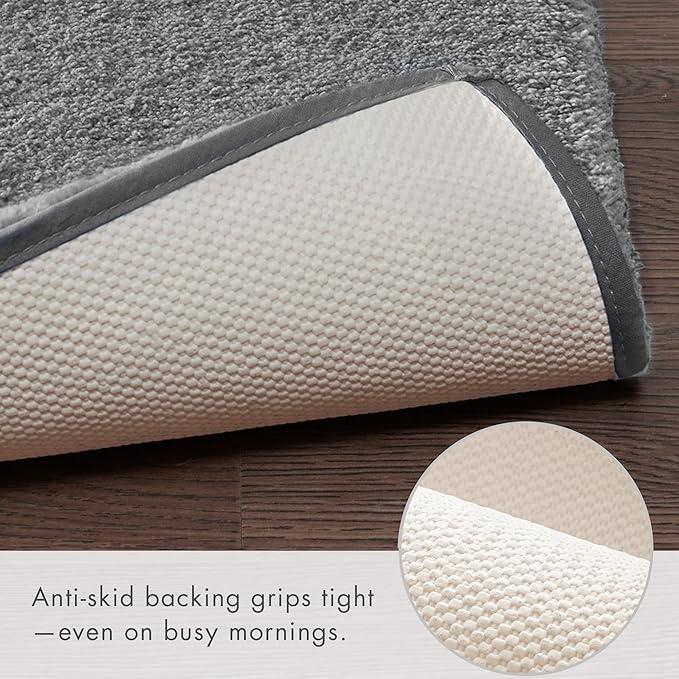 Madison Park Marshmallow Bathroom Rug Non Slip, Luxrurious Plush Bath Mat, Absorbent, Quick Dry, Spa Design Bath Room Décor, 24x72, Grey