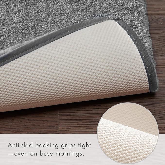 Madison Park Marshmallow Bathroom Rug Non Slip, Luxrurious Plush Bath Mat, Absorbent, Quick Dry, Spa Design Bath Room Décor, 20x30, Grey