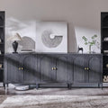IFGET 92.63" W Modern Arch Sideboard Buffet Cabinet with Storage, Dark Grey | Fluted Arched Sideboard Cabinet w/Adjustable Shelves, Wood Modular Kitchen Cabinet for Dining& Living Room, Entryway