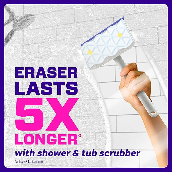 Mr. Clean Magic Eraser Sponge, Bathroom, Shower, Tub Cleaner, Soap Scum Remover, Bathroom Cleaning Supplies, Dawn Cleaning Power with Lemon Scent, Shower & Tub, 8 Count (Pack of 4)