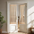 Sutuo Home French Door Curtains for Front Glass Door & Sidelights, Cottagecore Semi Sheer Farmhouse Rustic Tassels Vintage Chic Privacy Bohemian Decor, Rod Pocket 2 Panels 25" W x 72" L Beige