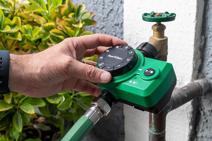 Rain Bird 1ZEHTMRS Simple-Set Hose End Timer, One Zone/Station, Battery Operated, 3/4" Garden Hose Thread, Heavy-Duty Brass Inlet, Dial with Brass Inlet