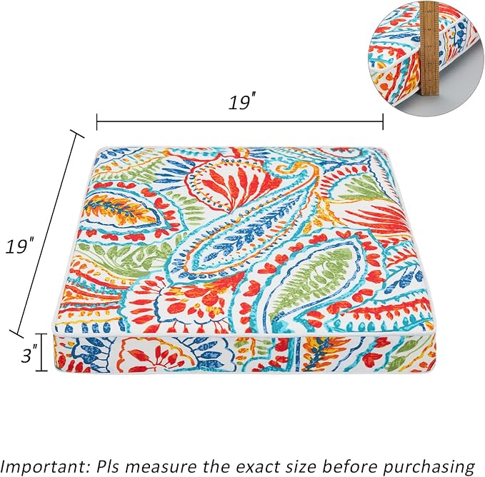 JMGBird Patio Seat Cushions Outdoor Chair Cushion with Ties | 19x19 Patio Chair Cushions set of 2 Outdoor Cushions for chairs Outdoor Chair Pads Outside Chair Cushions