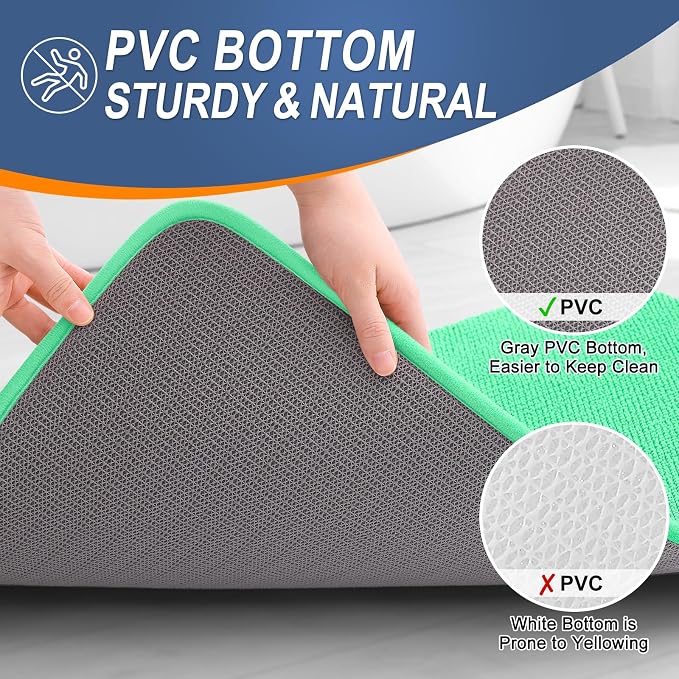 OLANLY Thick Memory Foam Bathroom Rug 36x24, Absorbent Bath Mat, Mint Green | Soft Quick Dry Bath Rugs Mats, Non-Slip, Machine Washable Carpet for Bathroom Floor, Tub and Shower, Home Decor Accessories