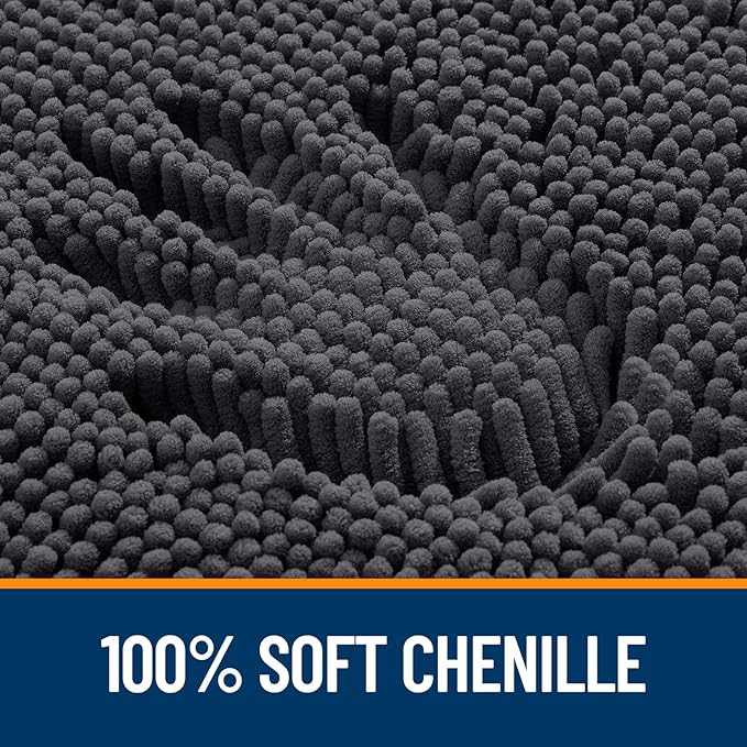 OLANLY Bathroom Runner Rugs 59x20, Soft Absorbent Chenille Bath Rugs, Rubber Backing Quick Dry, Machine Washable Long Bath Mats for Bathroom Floor, Tub and Shower, Home Decor Accessories, Dark Grey