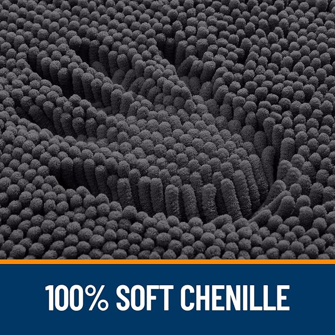 OLANLY Large Bathroom Rugs 50x30, Extra Soft Absorbent Chenille Bath Rugs, Rubber Backing Quick Dry, Machine Washable Bath Mats for Bathroom Floor, Tub and Shower, Home Decor Accessories, Dark Grey