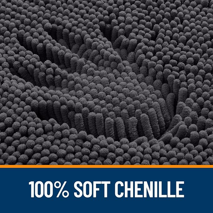 OLANLY Bathroom Runner Rugs 47x24, Soft Absorbent Chenille Bath Rugs, Rubber Backing Quick Dry, Machine Washable Long Bath Mats for Bathroom Floor, Tub and Shower, Home Decor Accessories, Dark Grey
