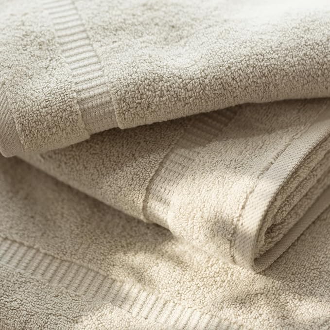 SALBAKOS 12-Piece 100% Turkish Cotton Washcloths and Face Towels, Stone | 13x13 in Standard Size Small Towel, Multi-use Bathroom & Kitchen, Thick Super Soft Absorbent Durable, Oeko-Tex Made in Turkey
