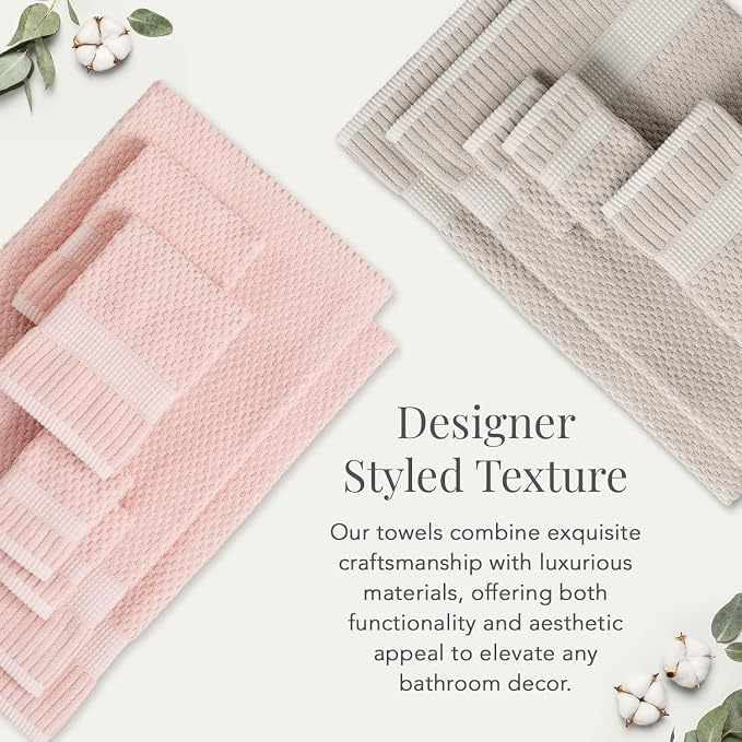 NY Loft 100% Cotton 2-Pack Oversized Bath Towel Set | Taupe | Quick-Dry | Two Oversized 35" x 70" Bath Towels / Bath Sheets | Super Absorbent | Designer-Styled Texture